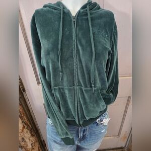 PINK Victoria's Secret Forest Green Velour Hoodie
